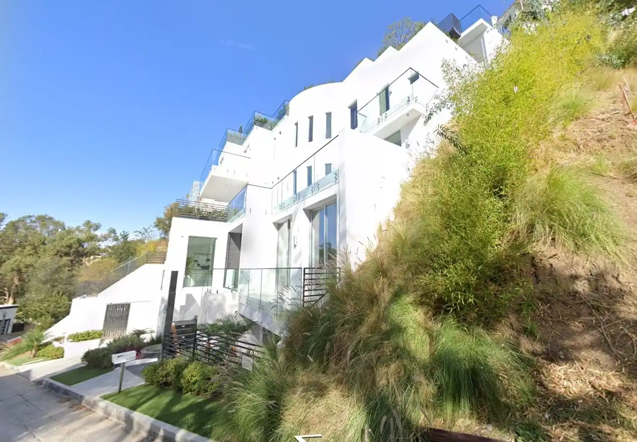 Bel Air residence viewed from the rising street