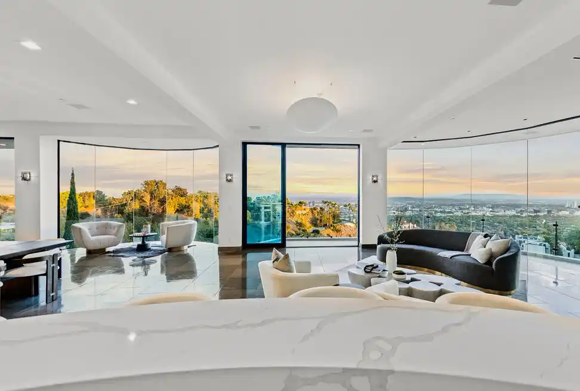 Bel Air living area with panoramic corner glazing