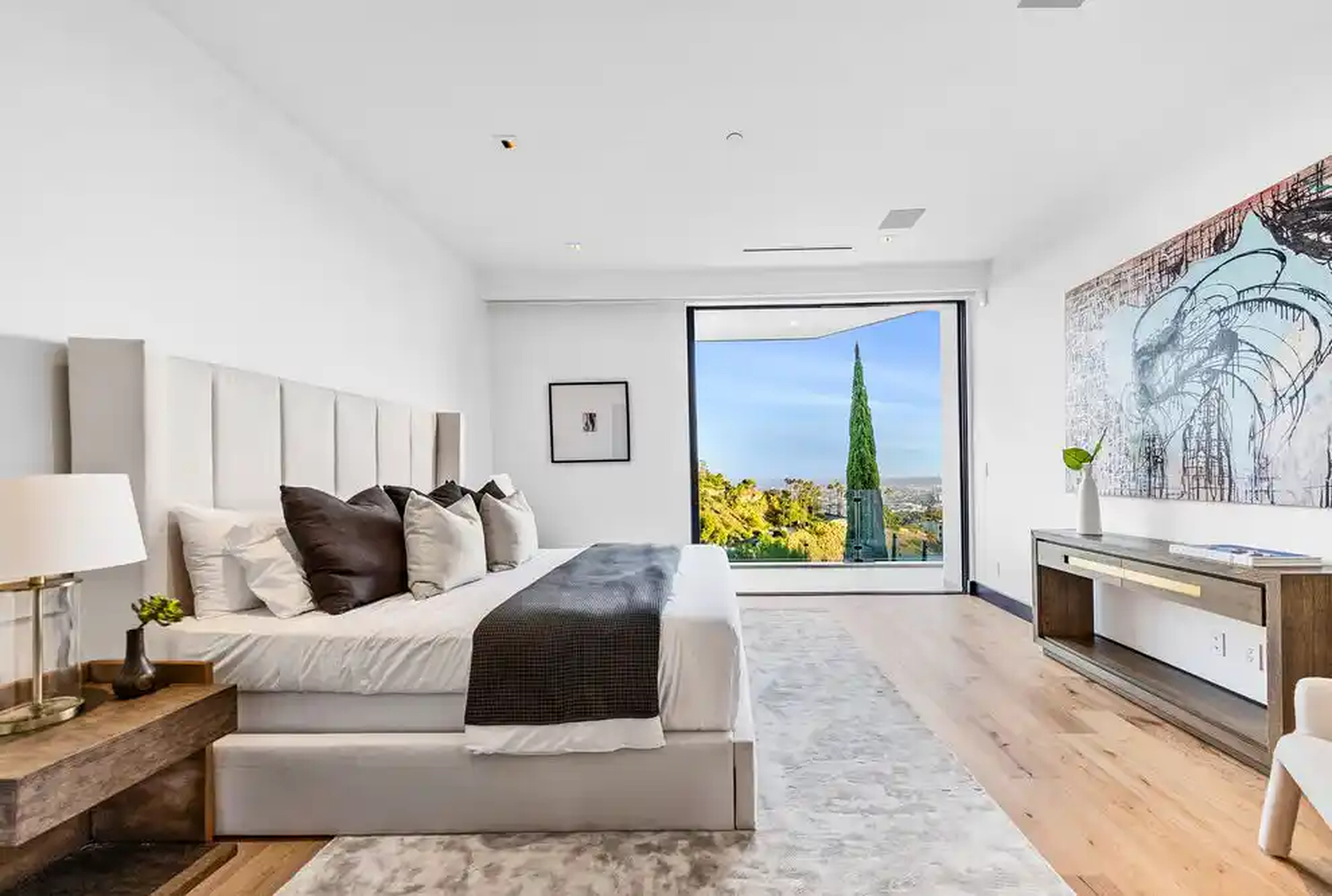 Beverly Crest open living area with city outlook