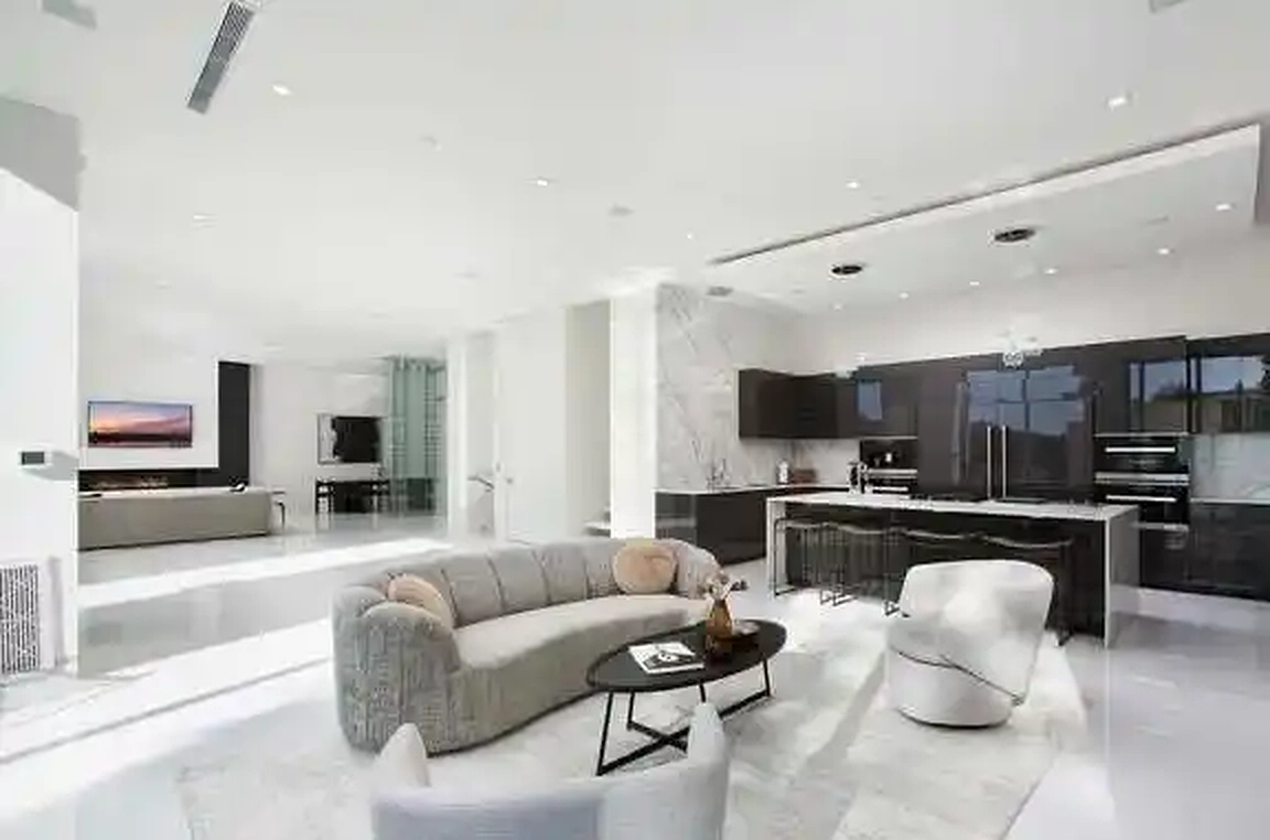 Beverly Crest family room and kitchen