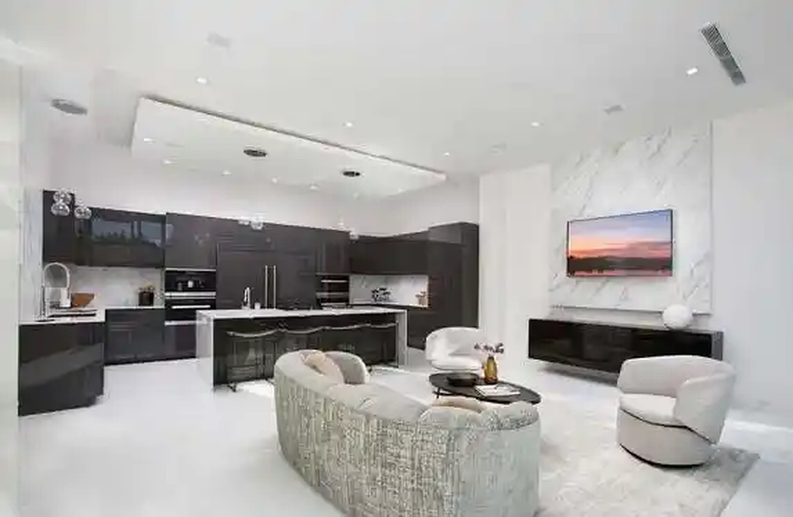 Beverly Crest kitchen and media lounge