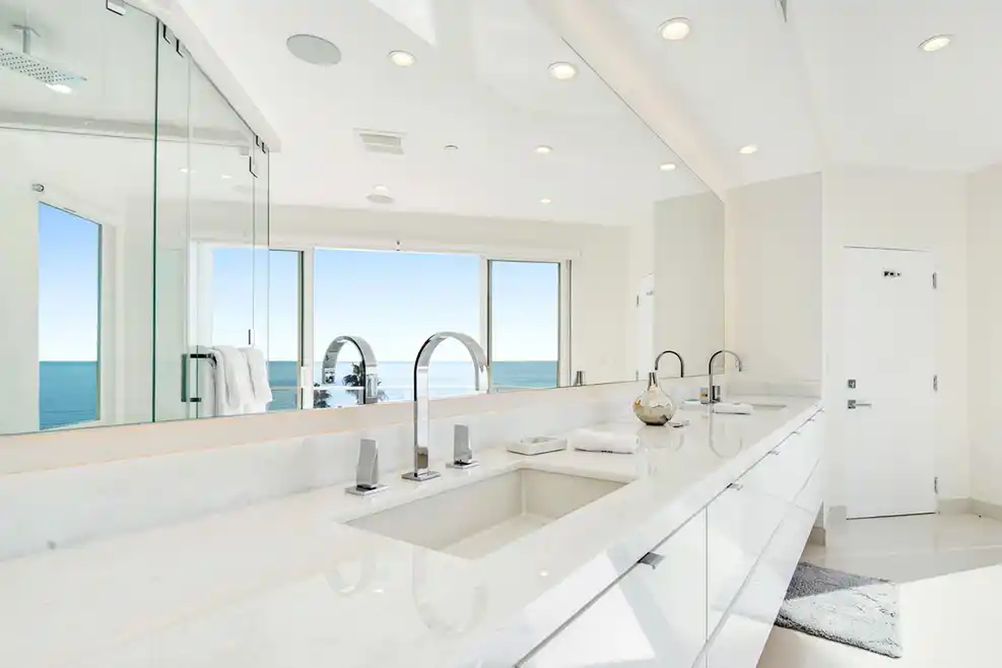 Castellamare white kitchen with long island