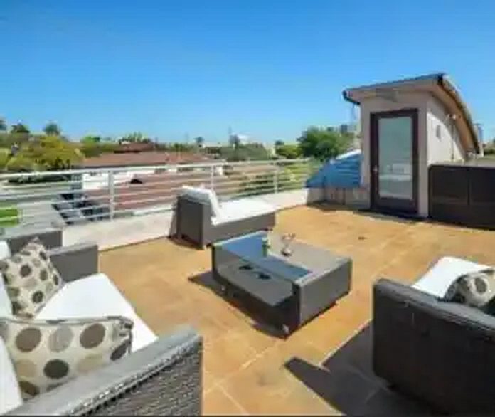 Colby rooftop lounge and stair enclosure
