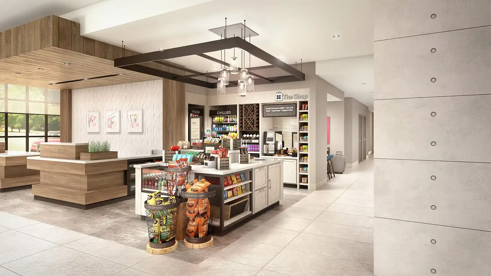Hotel lobby pantry and grab-and-go market
