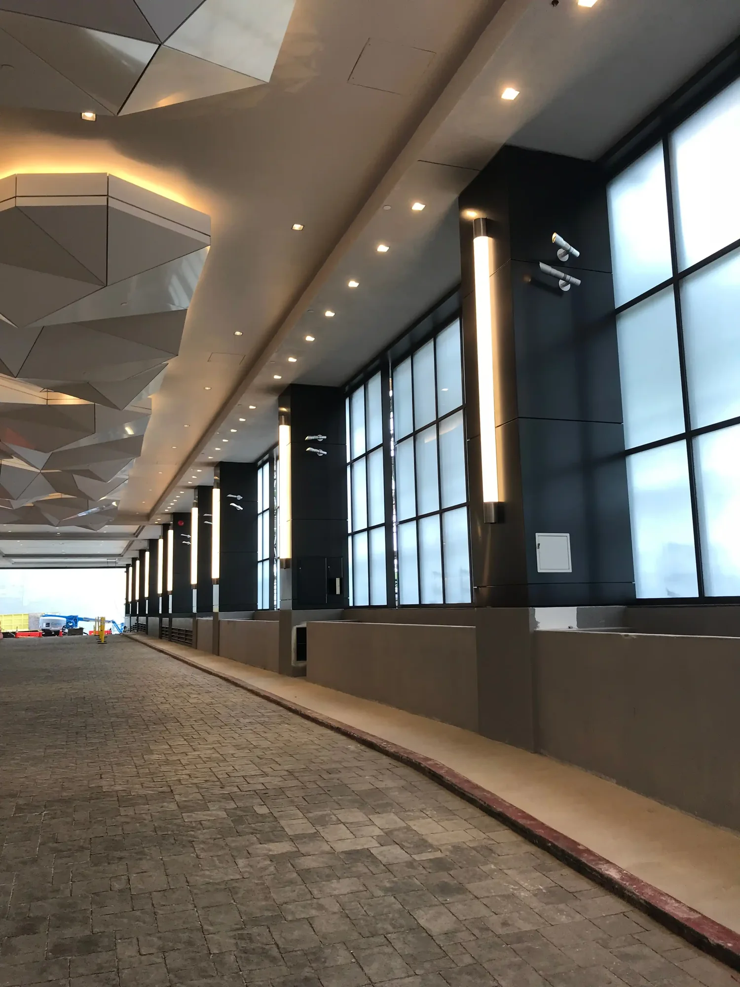 Hotel lobby corridor during renovation works