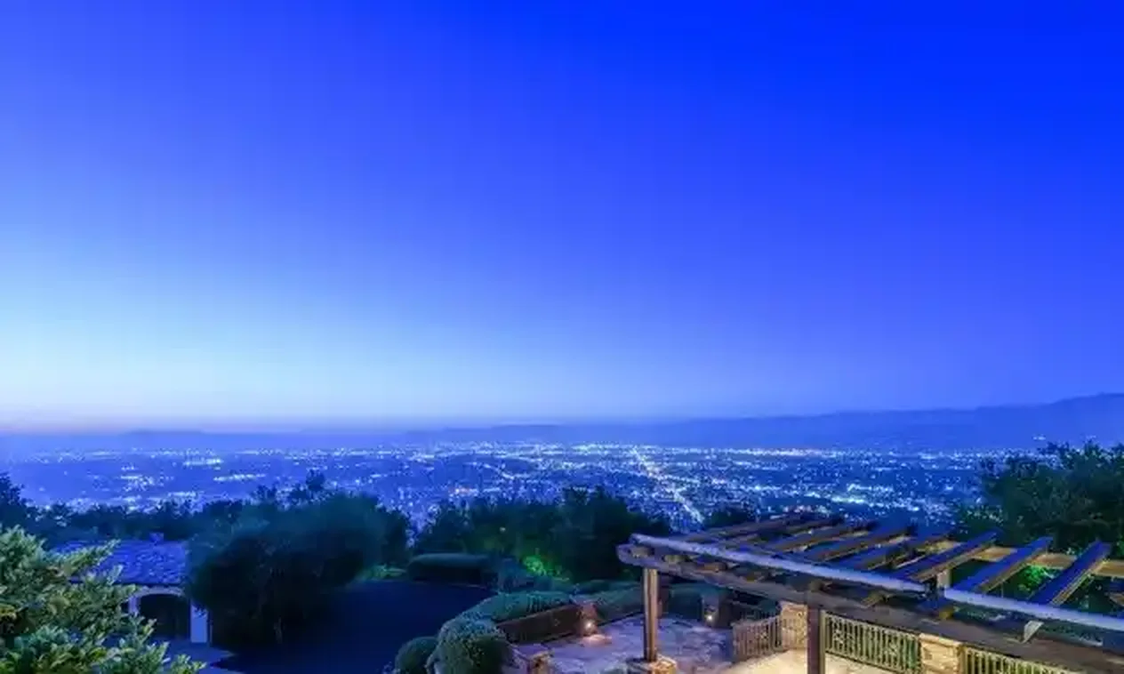 Hillside view terrace looking over the valley at dusk