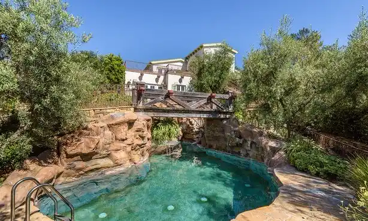 Torreyson pool and landscaped hillside garden