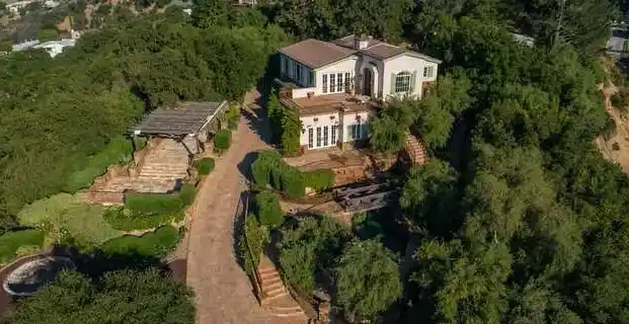 Aerial view of the Torreyson hillside residence and grounds