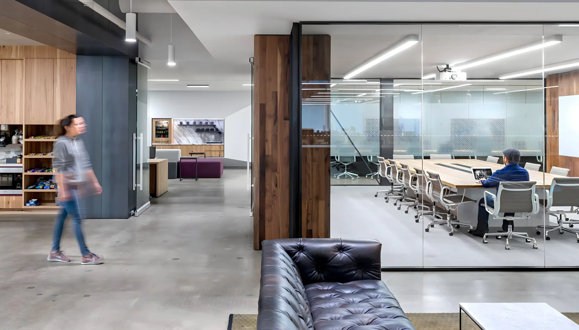Workplace lounge and open desking area