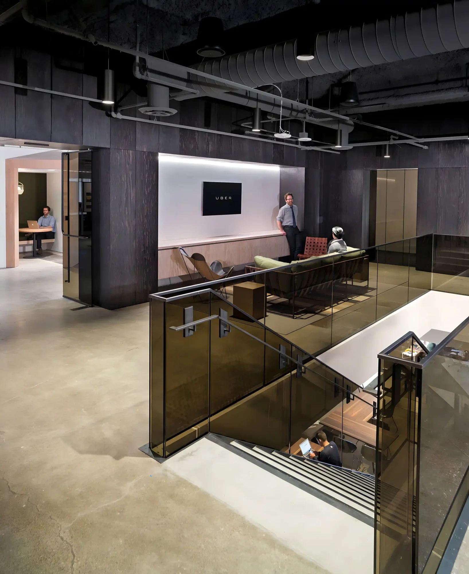 Office fit-out with glass partitions during construction